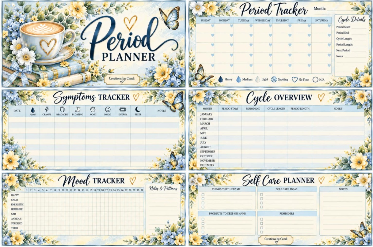 Period Planner — Blue Florals — catalog artwork preview