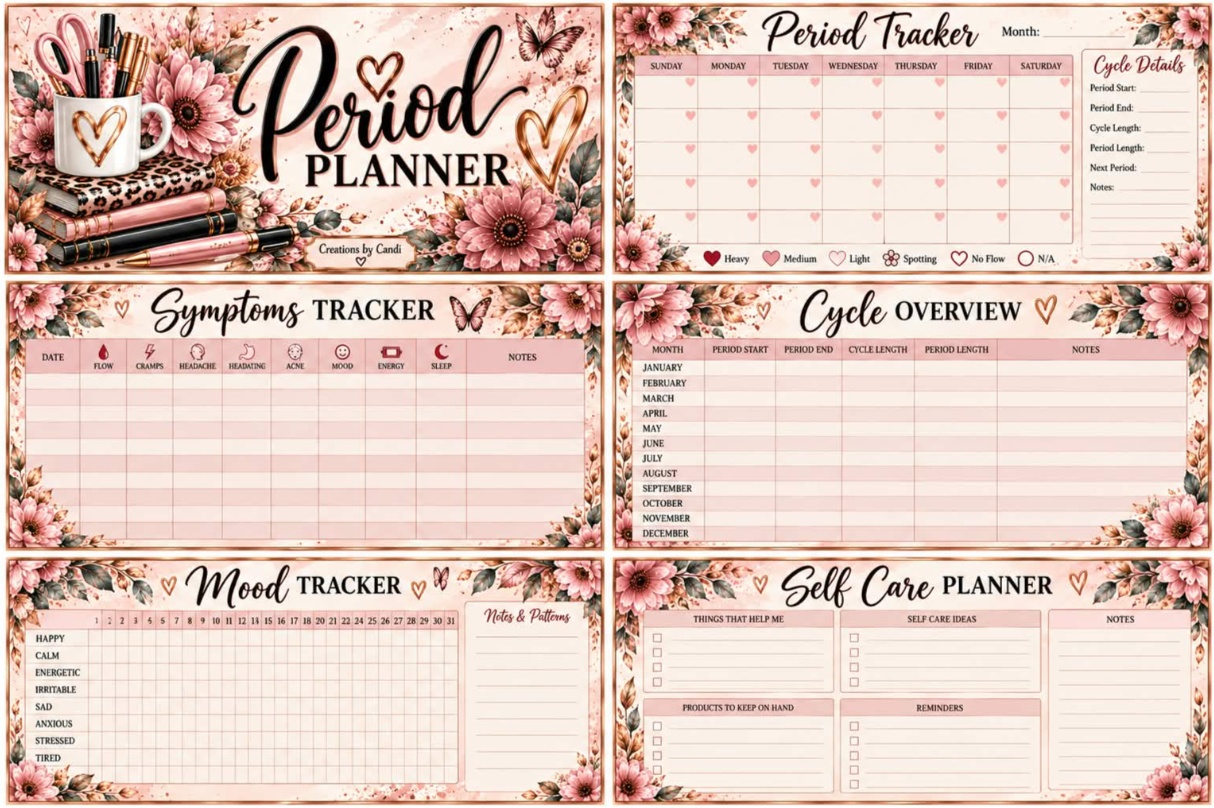 Period Planner — Pink Florals — catalog artwork preview