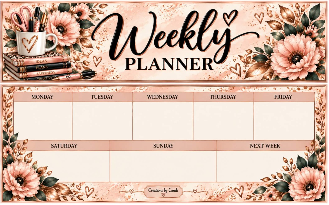 Weekly Planner — Pink Florals — catalog artwork preview