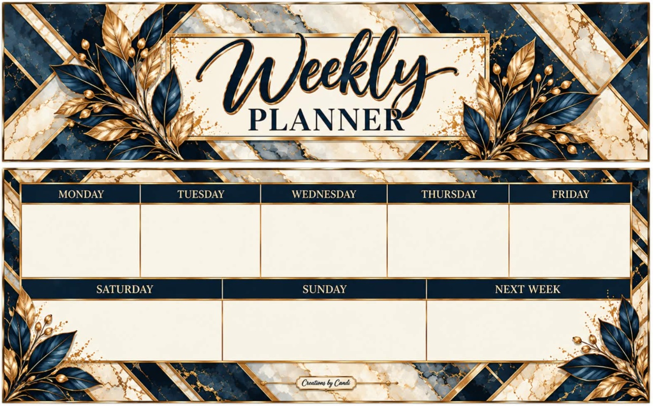 Weekly Planner — Blue & Gold Florals — catalog artwork preview